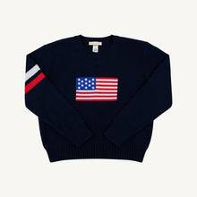 Load image into Gallery viewer, Seaton Sweater - Nantucket Navy w/ American Flag
