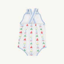 Load image into Gallery viewer, Skipper Sunsuit - Set Sail w/ Beale Street Blue - Pima
