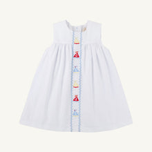 Load image into Gallery viewer, Tabitha's Teacher's Pet Dress (Sleeveless) - Worth Ave White w/ Sailboats
