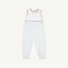 Load image into Gallery viewer, Rebecca Romper - Kiawah Kelly Green Microdot w/ Richmond Red - Sleeveless - Pima
