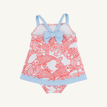 Load image into Gallery viewer, Stratford Scallop Swimsuit - Big Fish (Red) w/ Beale Street Blue
