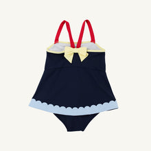 Load image into Gallery viewer, Stratford Scallop Swimsuit - Nantucket Navy w/ Red, Blue, Yellow
