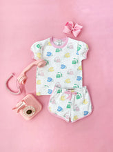 Load image into Gallery viewer, Cassidy Comfy Crewneck - You Had Me At Hello  w/ Pier Pink - Short Puff Sleeve

