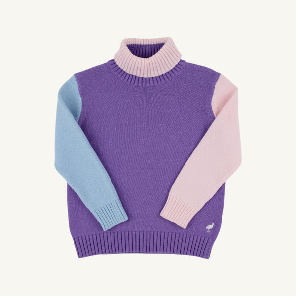 Townsend Turtleneck Sweater - Palisades Purple w/ Palm Pink & Beale Blue - Colorblock