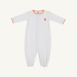 Twinkle Twinkle 2-in-1 Gown - White w/ Seashore Sherbet - Pumpkin Embroidery
