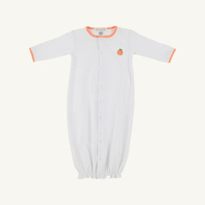 Twinkle Twinkle 2-in-1 Gown - White w/ Seashore Sherbet - Pumpkin Embroidery