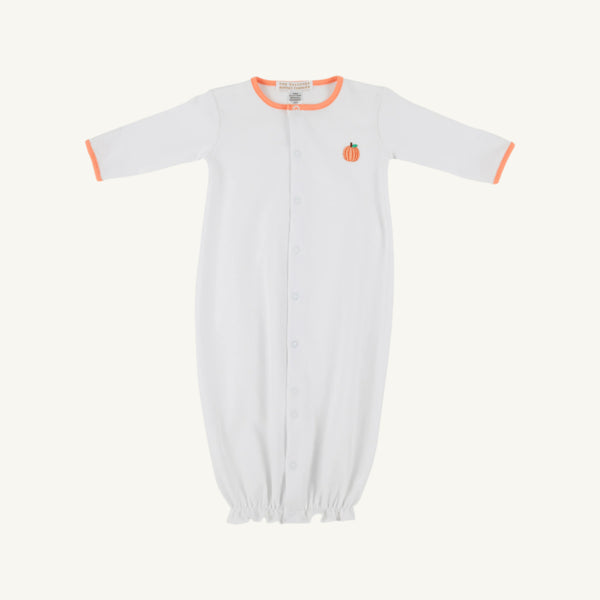 Twinkle Twinkle 2-in-1 Gown - White w/ Seashore Sherbet - Pumpkin Embroidery