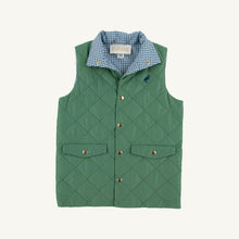 Load image into Gallery viewer, Vaughn Vest - Gallatin Green w/ Barnsley Blue Mini Gingham

