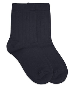 Jefferies Ribbed Crew Socks - Navy, White, Khaki