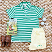 Load image into Gallery viewer, Prim &amp; Proper Polo - Kiawah Kelly Green Stripe w/ Bellport Butter Yellow - Short Sleeve
