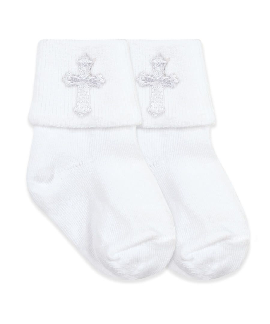 Jefferies Cross Appliqué Turn Cuff Socks