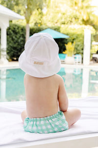 Henry's Boating Bucket Hat - Worth Ave White w/ Grace Bay Green Gingham
