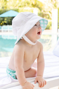 Henry's Boating Bucket Hat - Worth Ave White w/ Grace Bay Green Gingham