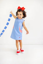 Load image into Gallery viewer, Gladys Day Dress - Barbados Blue w/ Richmond Red Stripe

