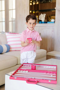 Prim & Proper Polo - Hamptons Hot Pink Stripe