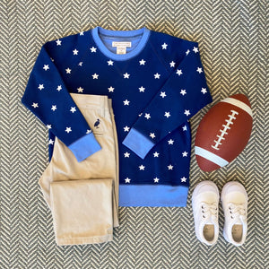 Cassidy Comfy Crewneck - Twinkle Twinkle You're a Star w/ Barbados Blue