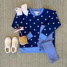 Load image into Gallery viewer, Cassidy Comfy Crewneck - Twinkle Twinkle You&#39;re a Star w/ Barbados Blue
