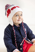 Load image into Gallery viewer, Parrish Pom Pom Hat - Worth Ave White w/ Nantucket Navy - Train
