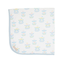 Load image into Gallery viewer, Baby Buggy Blanket - Candy Stripe Carousel w/ Buckhead Blue
