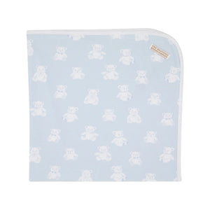 Baby Buggy Blanket - Cuddlebug Bear (Boy) w/ Worth Ave White