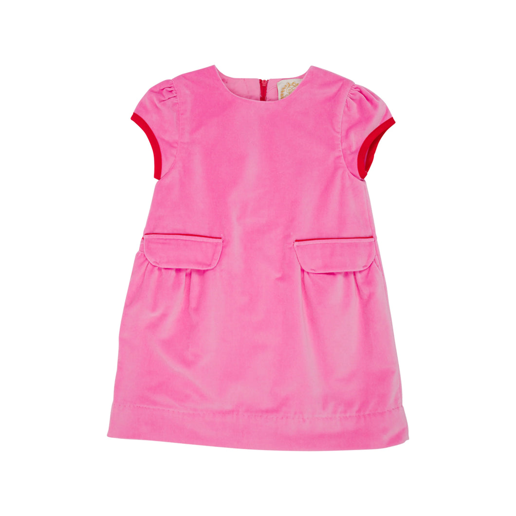 Betts Bow Dress - Hamptons Hot Pink w/ Richmond Red - Velveteen