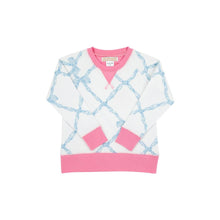 Load image into Gallery viewer, Cassidy Comfy Crewneck - Buckhead Blue Belle Meade Bow w/ Hamptons Hot Pink
