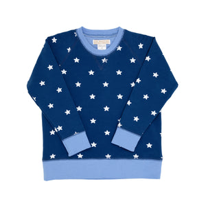 Cassidy Comfy Crewneck - Twinkle Twinkle You're a Star w/ Barbados Blue