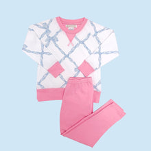 Load image into Gallery viewer, Cassidy Comfy Crewneck - Buckhead Blue Belle Meade Bow w/ Hamptons Hot Pink
