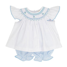 Load image into Gallery viewer, Cecilia Smocked Set - White w/ Beale Street Blue Windowpane
