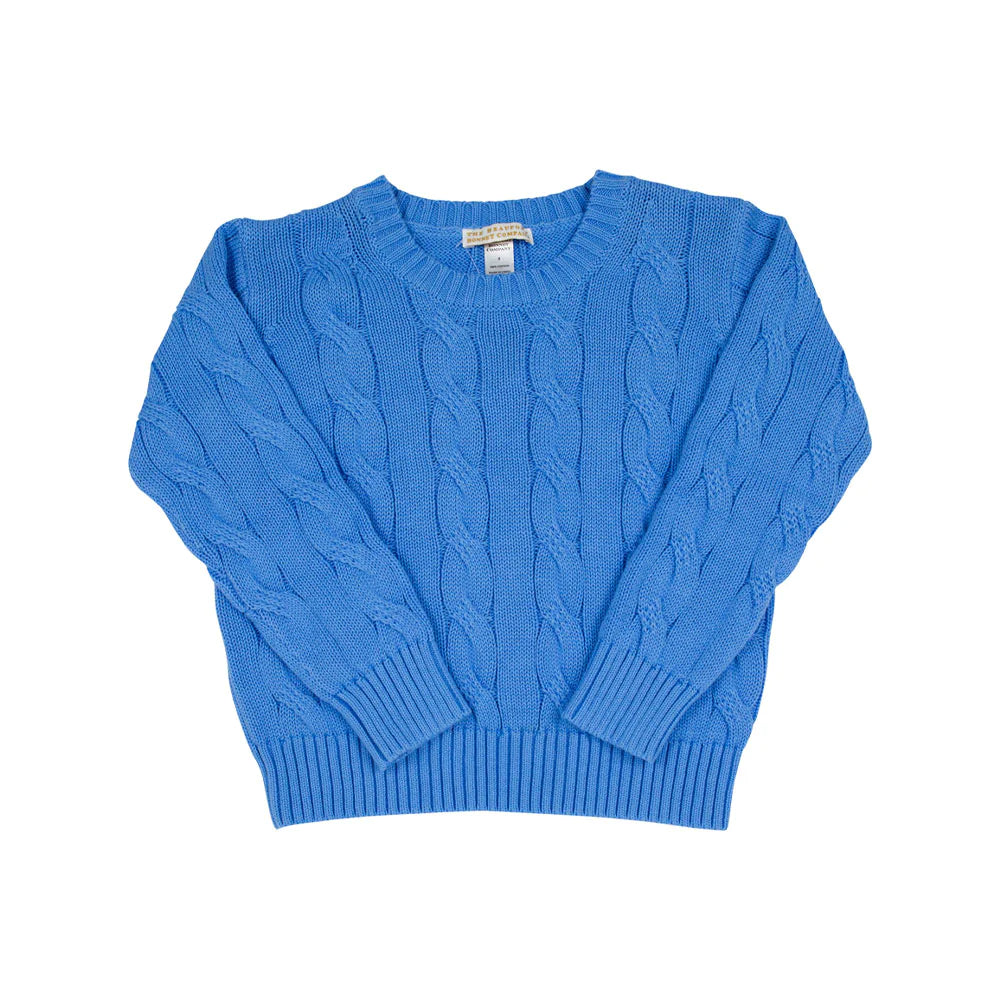 Crawford Crewneck Cable Sweater - Unisex - Barbados Blue