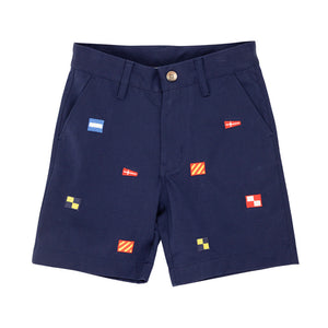 Critter Charlie's Chinos - Nantucket Navy w/ Nautical Flags Embroidery