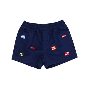 Critter Sheffield Shorts - Nantucket Navy w/ Nautical Flags Embroidery