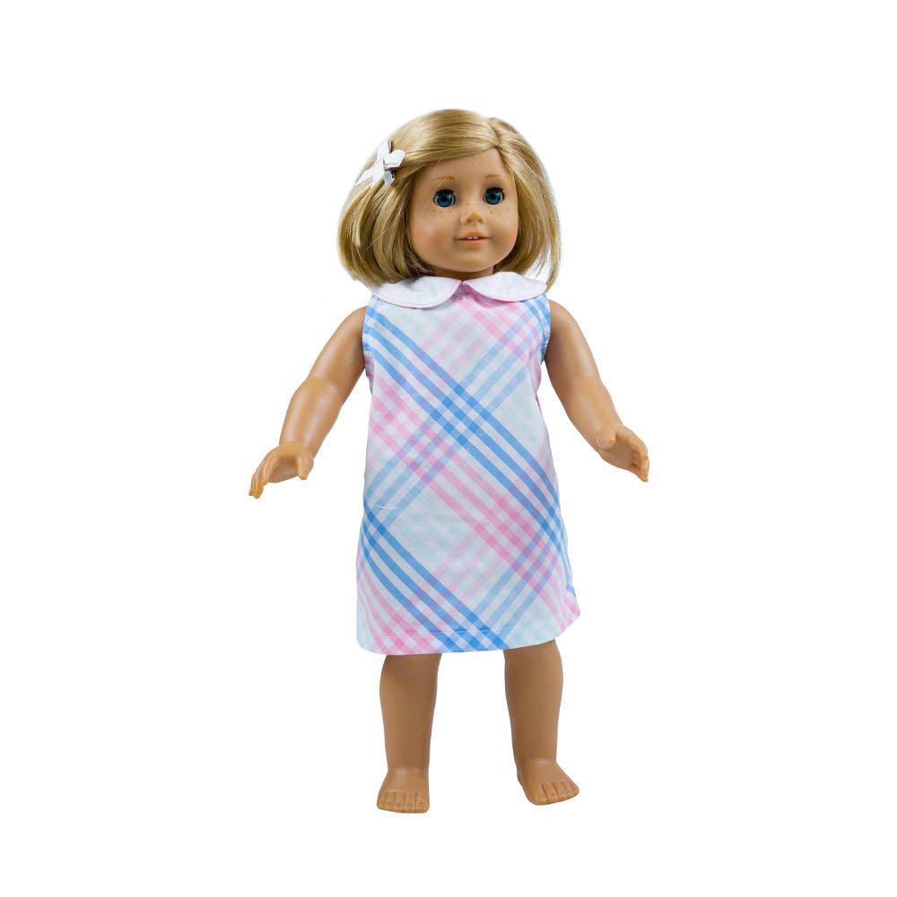 Dolly's Luanne's Lunch Dress - Spring Party Plaid w/ Palm Beach Pink