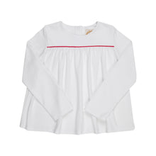 Load image into Gallery viewer, Dowell Day Top - Worth Ave White w/ Richmond Red - Long Sleeve
