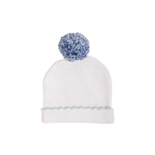 Load image into Gallery viewer, I&#39;m Here Pom Pom Hat - Blue, Pink, Red - Size 0/3m
