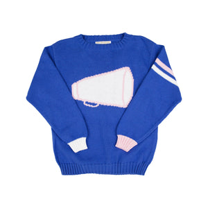 Isabelle's Intarsia Sweater - Barbados Blue w/ Palm Beach Pink Megaphone