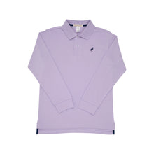 Load image into Gallery viewer, Prim &amp; Proper Polo - Lauderdale Lavender w/ Navy Stork - Long Sleeve
