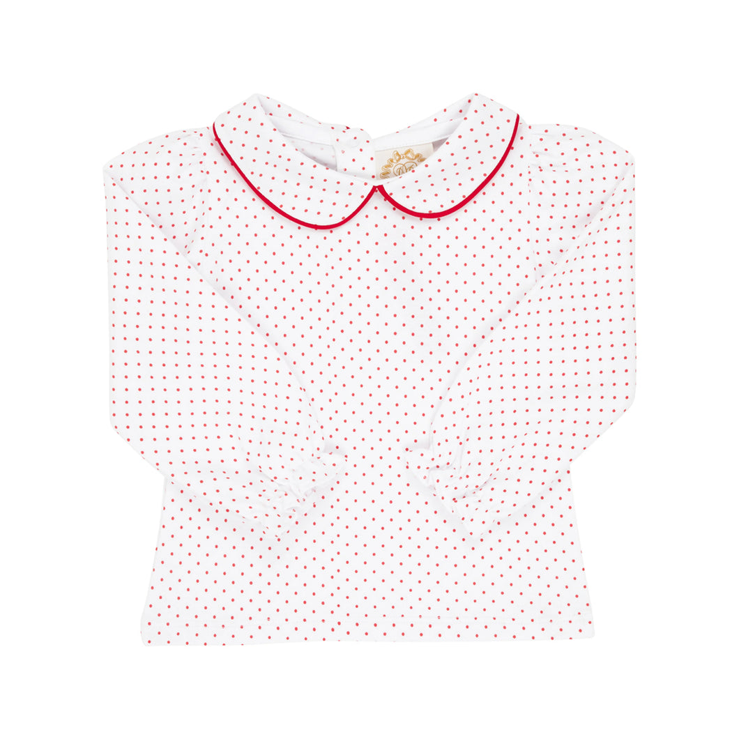 Maude's Peter Pan Collar Shirt - Richmond Red Microdot - Pima - Long Sleeve