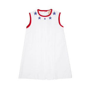 Mary Frances Frock - White w/ Richmond Red - Stars Appliqué