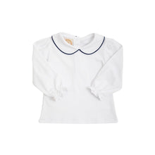 Load image into Gallery viewer, Maude&#39;s Peter Pan Collar - White w/ Navy Trim - Long sleeve - Pima
