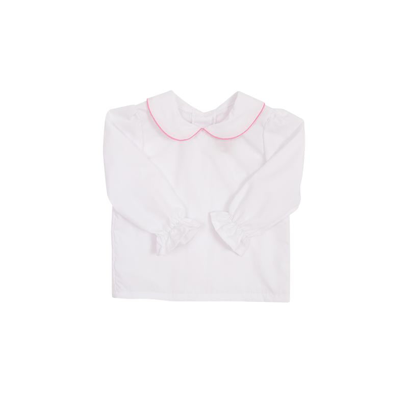 Maude's Peter Pan Collar Shirt w/ Hamptons Hot Pink Trim - Woven Long Sleeve