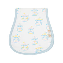Load image into Gallery viewer, Oopsie Daisy Burp Cloth - Candy Stripe Carousel w/ Buckhead Blue

