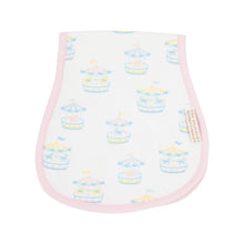 Load image into Gallery viewer, Oopsie Daisy Burp Cloth - Candy Stripe Carousel w/ Palm Beach Pink
