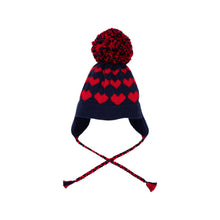 Load image into Gallery viewer, Parrish Pom Pom Hat - Nantucket Navy w/ Richmond Red - Hearts
