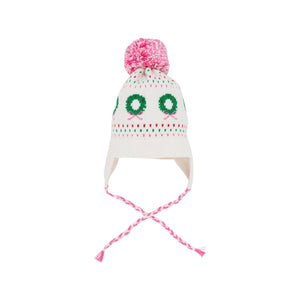 Parrish Pom Pom Hat - Palmetto Pearl w/ Hamptons Hot Pink - Wreaths