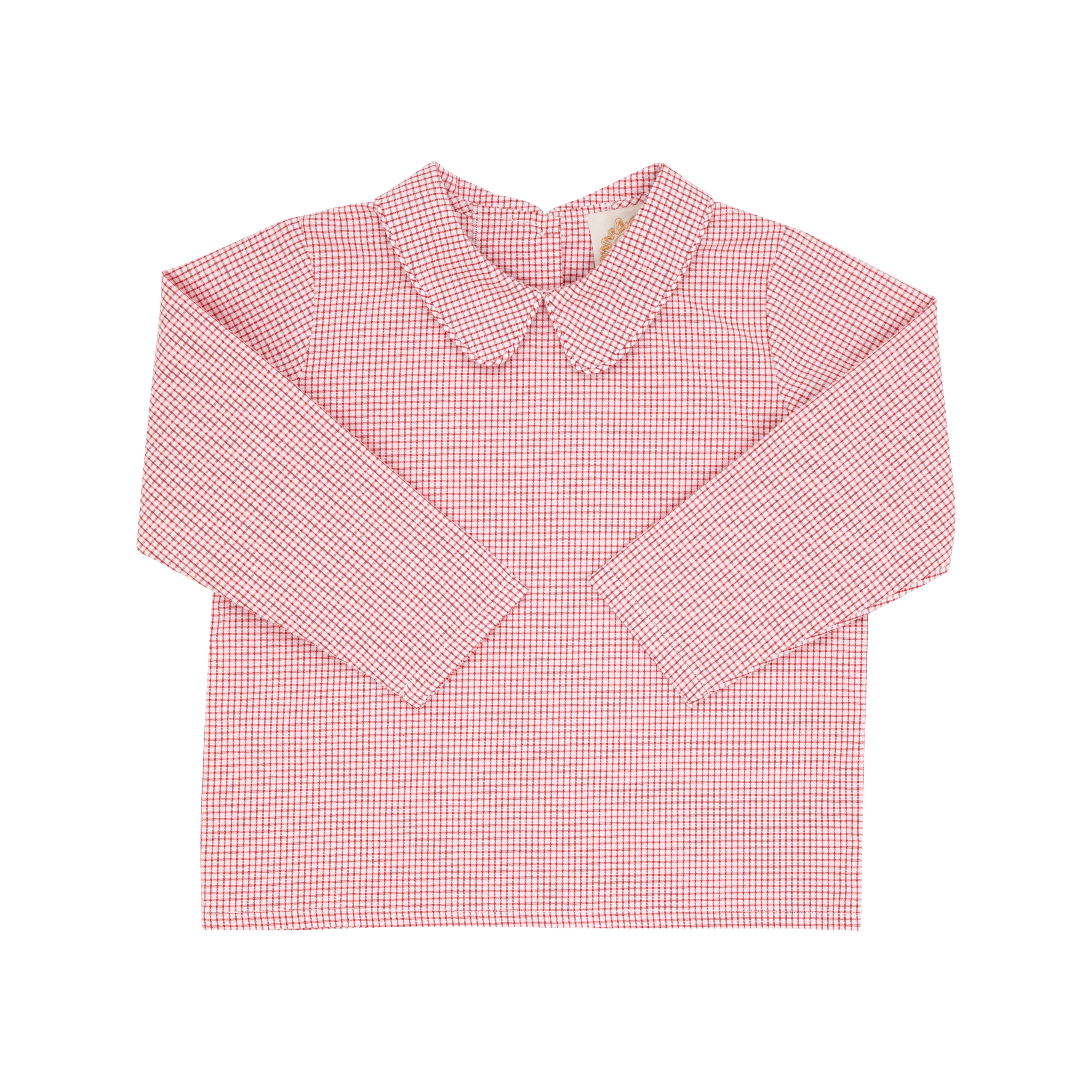 Peter Pan Collar Shirt - Richmond Red Windowpane - Long Sleeve