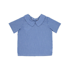 Peter Pan Collar Shirt - Rockefeller Royal Mini Gingham - Short Sleeve - Broadcloth