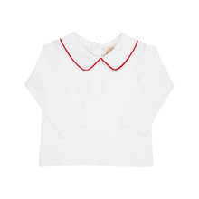 Load image into Gallery viewer, Peter Pan Shirt - Worth Ave White w/ Richmond Red - Pima - Long Sleeve
