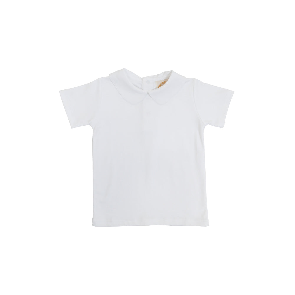 Peter Pan Collar Shirt - Worth Ave White - Short Sleeve - Pima