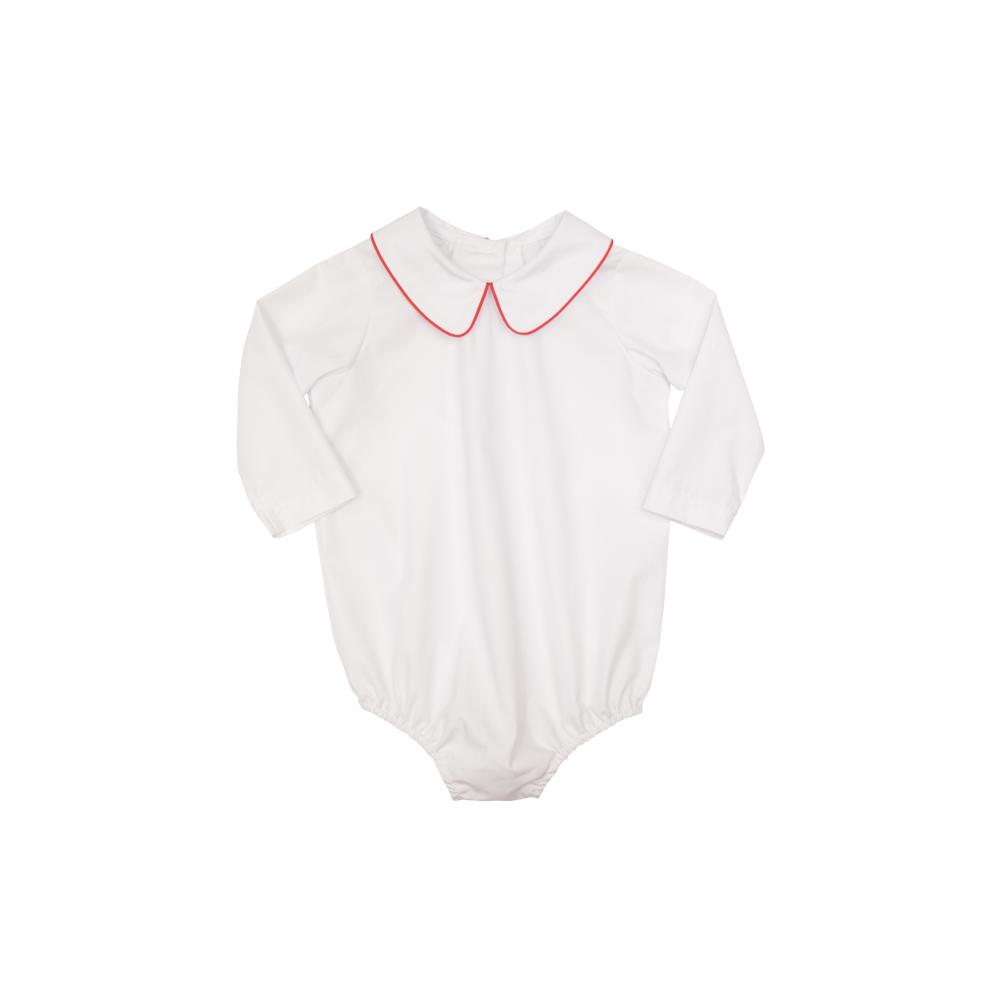 Peter Pan Collar Shirt - Worth Ave White w/ Richmond Red - Woven - Long Sleeve